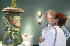 Ceramic sculpture of Earth God at the Thinking Green Show at Art works Down Town